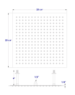 ALFI brand RAIN24S-PSS 24" Square Polished Solid Stainless Steel Ultra Thin Rain Shower Head