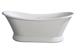 67" White Matte Pedestal Solid Surface Resin Bathtub