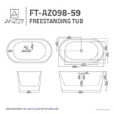 ANZZI FT-AZ098-59 Chand 59 in. Acrylic Flatbottom Freestanding Bathtub in White