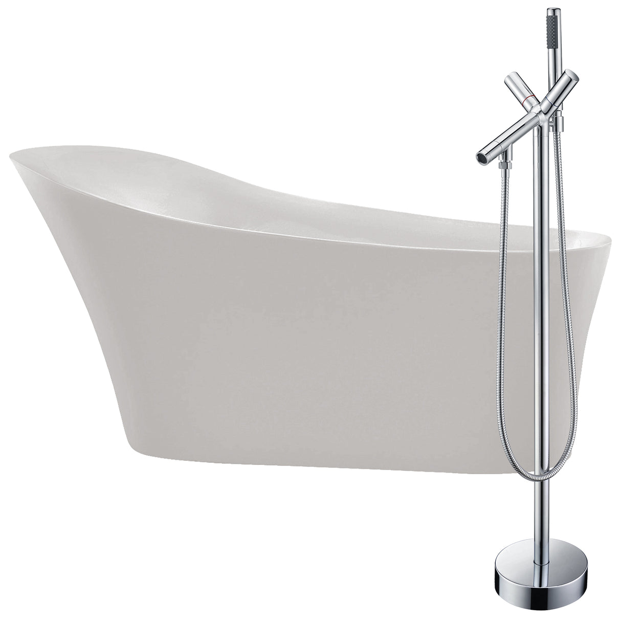 ANZZI FTAZ092-0042C Maple 67 in. Acrylic Flatbottom Non-Whirlpool Bathtub in White with Havasu Faucet in Polished Chrome