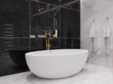 ANZZI FT-AZ504 Lusso 6.3 ft. Solid Surface Center Drain Freestanding Bathtub in Matte White