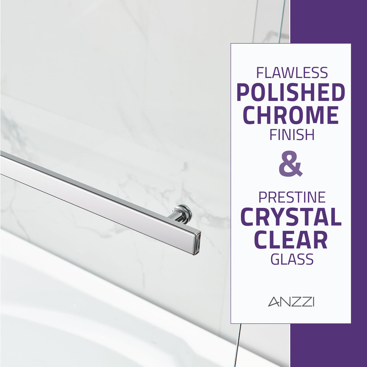 ANZZI SD-AZ054-01CH Galleon 48 in. x 58 in. Frameless Tub Door with TSUNAMI GUARD in Polished Chrome