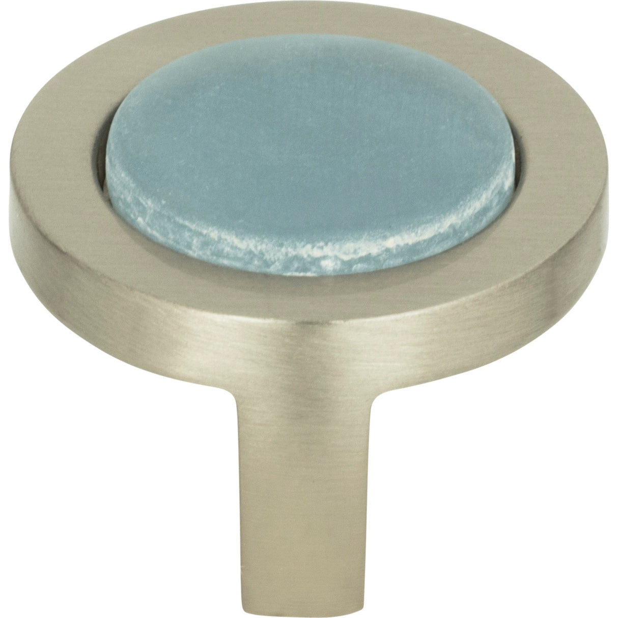 Atlas Homewares Spa Blue Round Knob 1 1/4 Inch Brushed Nickel