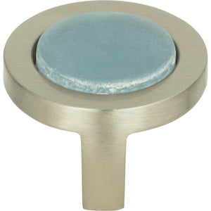 Atlas Homewares Spa Blue Round Knob 1 1/4 Inch Brushed Nickel
