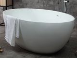 ALFI brand AB9941 67" White Oval Solid Surface Smooth Resin Soaking Bathtub