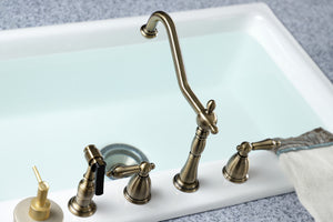 Kingston Brass KB1793ALBS Widespread Kitchen Faucet, Antique Brass