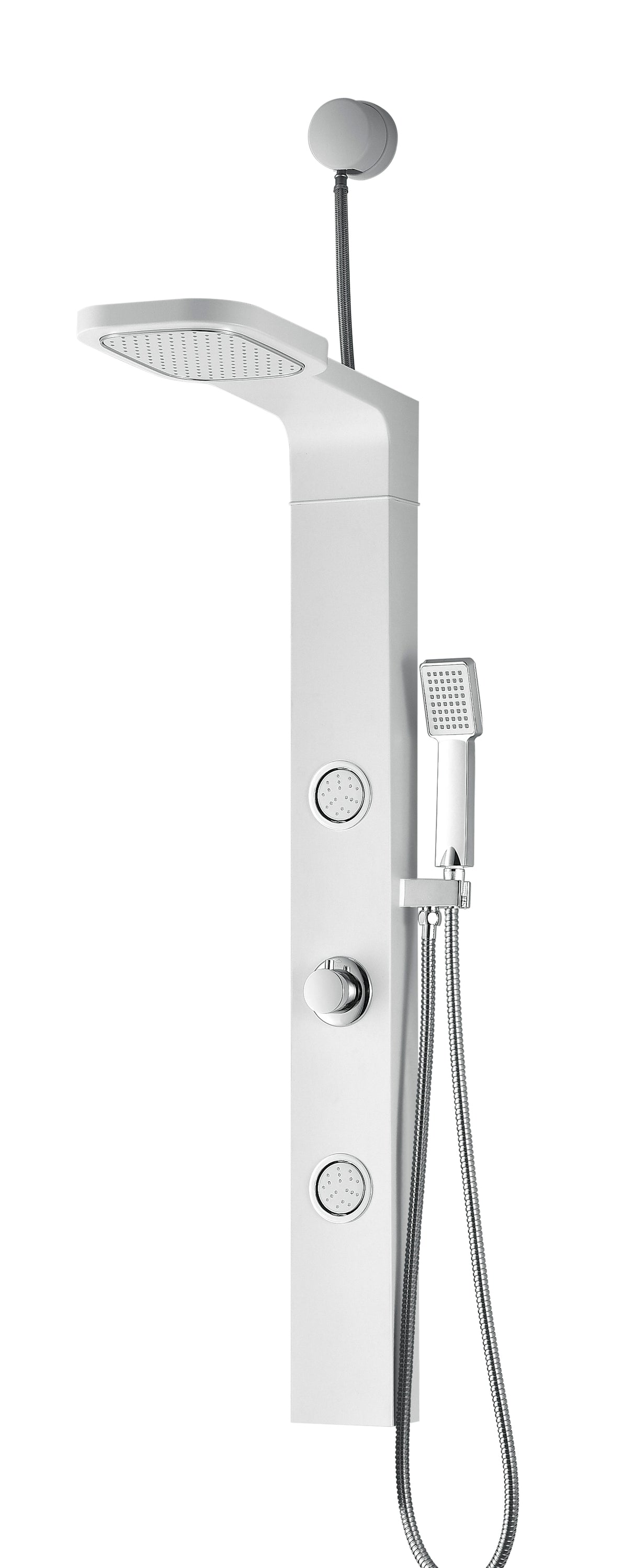 ANZZI SP-AZ062 Inland Series 44 in. Full Body Shower Panel System with Heavy Rain Shower and Spray Wand in White