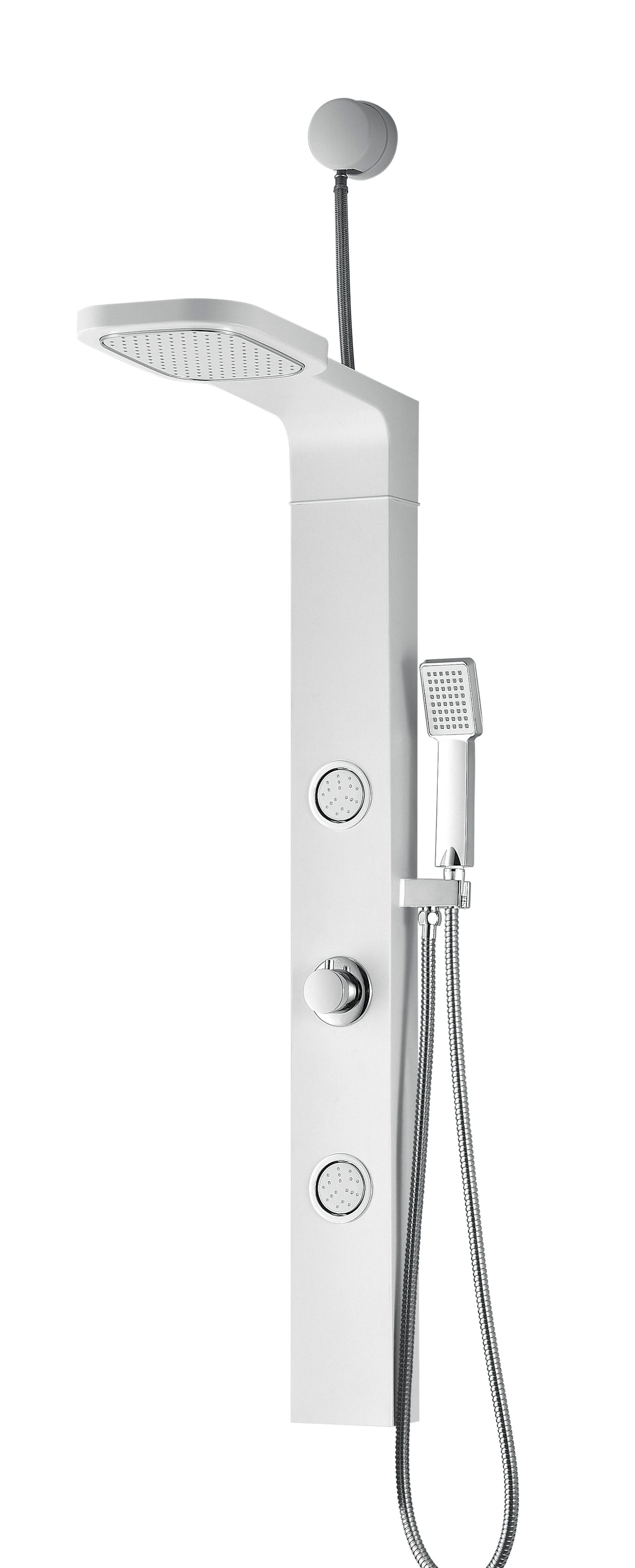 ANZZI SP-AZ8103 Hacienda Series 44 in. Full Body Shower Panel System with Heavy Rain Shower and Spray Wand in White