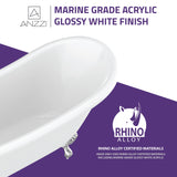 ANZZI FT-CF130FAFT-CH 69.29” Belissima Double Slipper Acrylic Claw Foot Tub in White