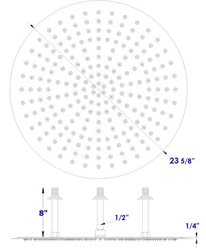 ALFI brand RAIN24R-BSS 24" Round Brushed Solid Stainless Steel Ultra Thin Rain Shower Head