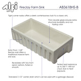 ALFI brand AB3618HS-B  36 inch Biscuit Reversible Smooth / Fluted Single Bowl Fireclay Farm Sink