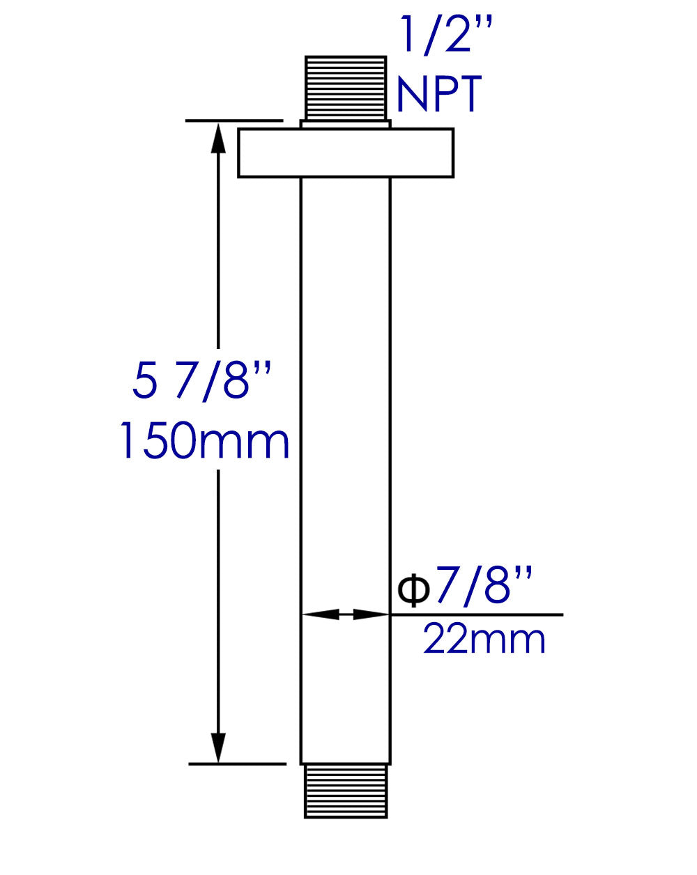 Black Matte 6" Round Ceiling Shower Arm
