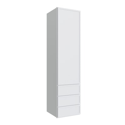 Oslo White Wall Twr w/ 3 Drws - 15" W x 54" H x 14.5" D