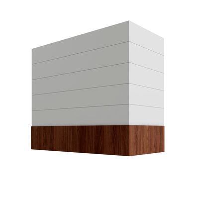 Oslo White Box Hood with Shiplap Walnut Band - 30" W x 30" H