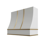 Oslo White Sloped Hood with Brass Strapping - 42" W x 36" H