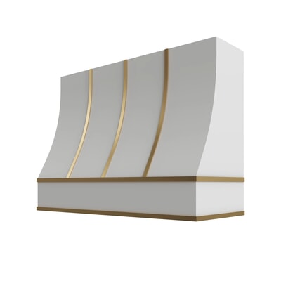 Oslo White Sloped Hood with Brass Strapping - 48" W x 48" H