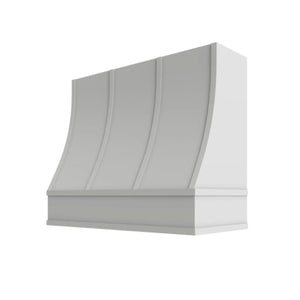 Oslo White Sloped Hood with Strapping Flat Trim - 36" W x 30" H