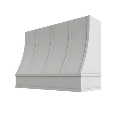Oslo White Sloped Hood with Strapping Flat Trim - 48" W x 36" H