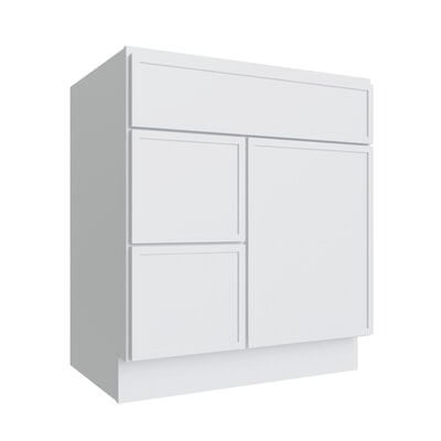 Oslo White Vanity Sink Base Left Drawer Stacking Cabinet - 30" W