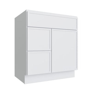 Oslo White Vanity Sink Base Left Drawer Stacking Cabinet - 30