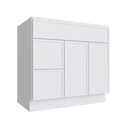 Oslo White Vanity Sink Base Left Drawer Stacking Cabinet - 36" W