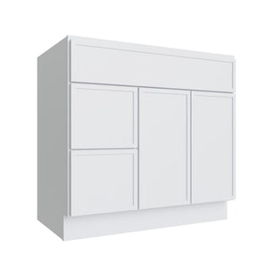 Oslo White Vanity Sink Base Left Drawer Stacking Cabinet - 36