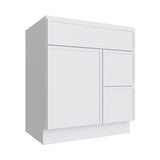 Oslo White Vanity Sink Base Right Drawer Stacking Cabinet - 30" W