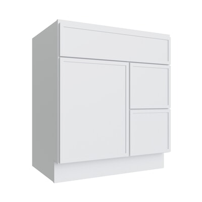 Oslo White Vanity Sink Base Right Drawer Stacking Cabinet - 30" W