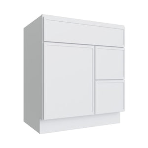 Oslo White Vanity Sink Base Right Drawer Stacking Cabinet - 30