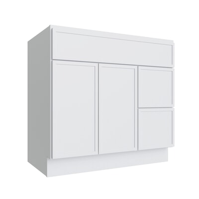 Oslo White Vanity Sink Base Right Drawer Stacking Cabinet - 36" W