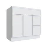 Oslo White Vanity Sink Base Right Drawer Stacking Cabinet - 36" W