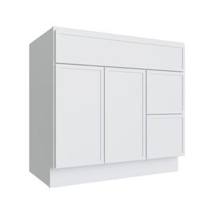 Oslo White Vanity Sink Base Right Drawer Stacking Cabinet - 36