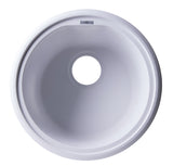 ALFI brand AB1717UM-W White 17" Undermount Round Granite Composite Kitchen Prep Sink