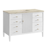 Myrrin 48" Single Vanity, Bright White, w/ 3 CM Tajnar Eclos Top w/FreePower Wireless Charger