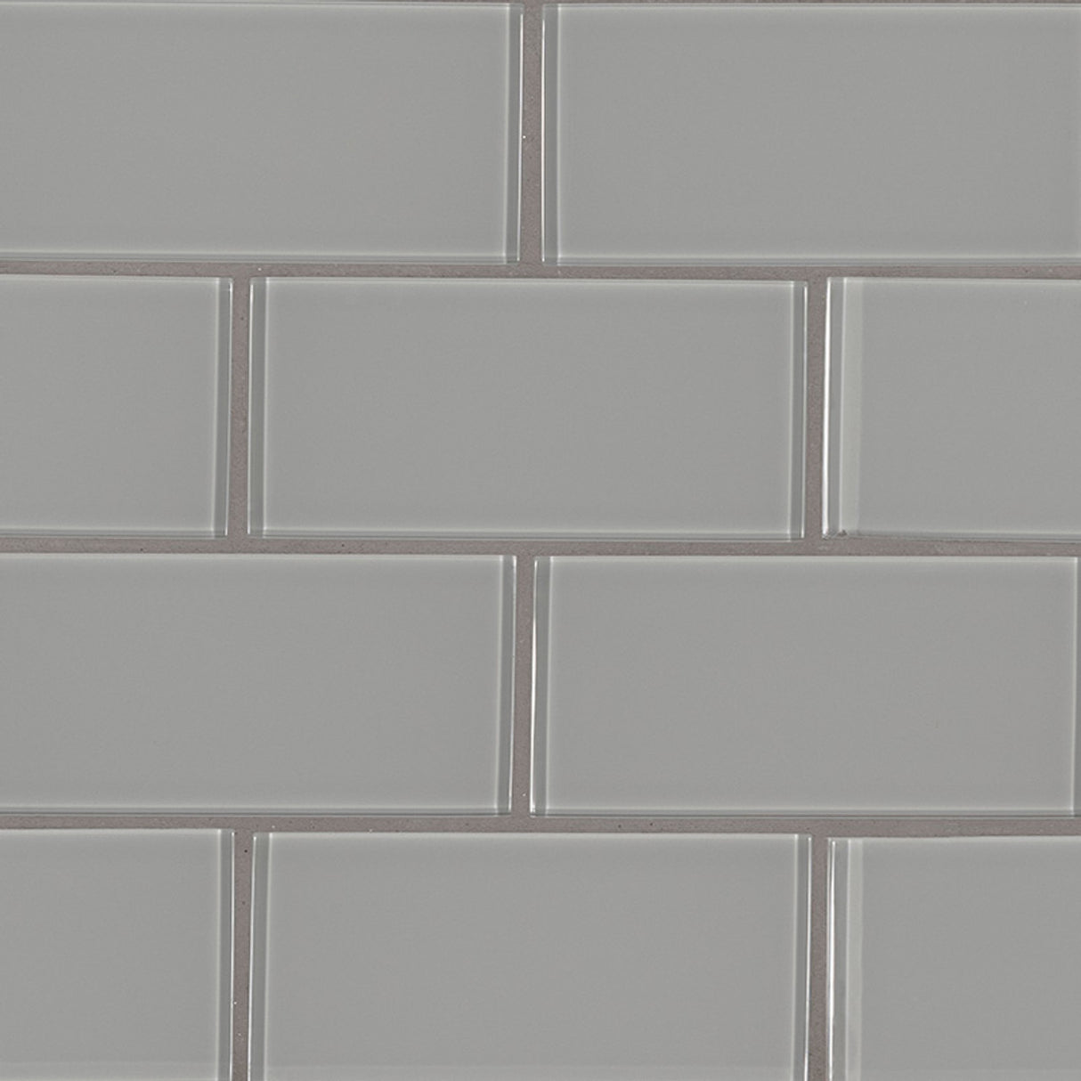 Oyster gray 3x6 glossy glass subway tile SMOT GL T OYGR36 product shot angle view  #Size_3"x6"