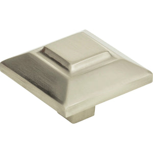 Atlas Homewares Trocadero Large Square Knob 1 1/2 Inch Brushed Nickel