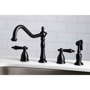 Kingston Brass KB1790ALBS 8-Inch Widespread Kitchen Faucet with Brass Sprayer, Matte Black