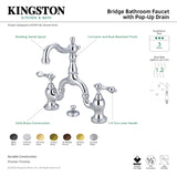 Kingston Brass KS7972AL English Country Bridge Bathroom Faucet with Brass Pop-Up, Polished Brass