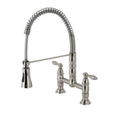 Gourmetier GS1278AL Heritage Two-Handle Deck-Mount Pull-Down Sprayer Kitchen Faucet, Brushed Nickel
