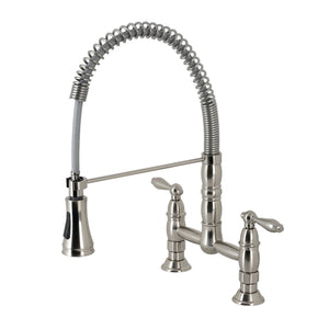 Gourmetier GS1278AL Heritage Two-Handle Deck-Mount Pull-Down Sprayer Kitchen Faucet, Brushed Nickel