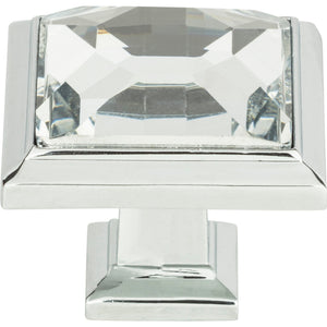 Atlas Homewares Legacy Crystal Square Knob 1 5/16 Inch Polished Chrome