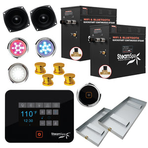 Steam Shower Generator Kit System | Gold + Self Drain Combo| Enclosure Steamer Sauna Spa Stall Package|Touch Screen Wifi App/Bluetooth Control Panel |2x 12 kW Raven | RVB2400GD-A RVB2400GD-A
