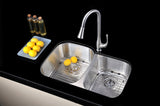 ANZZI K-AZ3220-3B Moore Undermount Stainless Steel 32 in. 0-Hole 60/40 Double Bowl Kitchen Sink in Brushed Satin