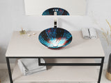 ANZZI LS-AZ916 Belissima Round Glass Vessel Bathroom Sink with Stellar Burst Finish