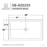 ANZZI SB-AZ02XX Reach 36 x 48  in. Single Threshold Shower Base in White