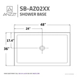 ANZZI SB-AZ02XX-R Route 36 x 48  in. Single Threshold Shower Base in White