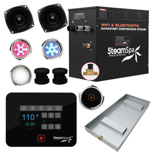 Black Series Wifi and Bluetooth 12kW QuickStart Steam Bath Generator Package in Matte Black BKT1200MK-A