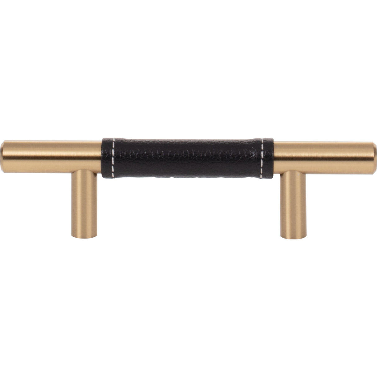 Atlas Homewares Zanzibar Black Leather Pull 3 Inch (c-c) Warm Brass