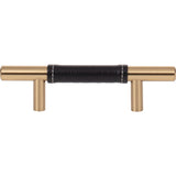 Atlas Homewares Zanzibar Black Leather Pull 3 Inch (c-c) Warm Brass