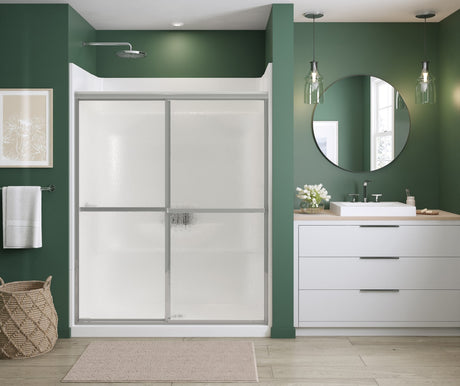 MAAX 105412-970-084-000 Polar 54-59 ½ x 68 in. Bypass Shower Door for Alcove Installation with Raindrop glass in Chrome